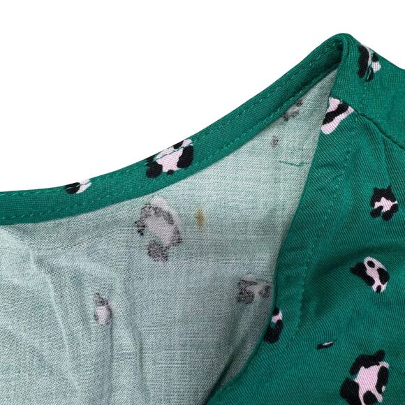 TORRID Top Women's 2 Green Leopard Animal Print Lace Up Corset Back Blouse Shirt - Picture 8 of 12